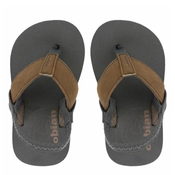 Cobian Toddler Flip Flops - Tan and Gray - Picture 1 of 6